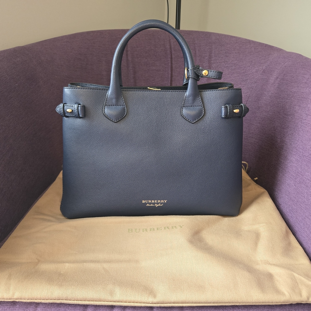 Burberry Navy Blue Banner Tote Bag